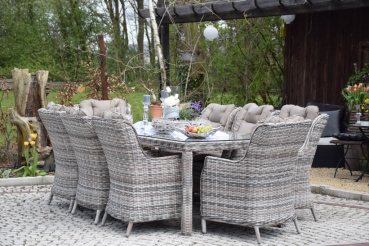 Esstischgruppe.Polyrattan Gartentisch Sitzgruppe WT-4022.C58  230cm Tisch