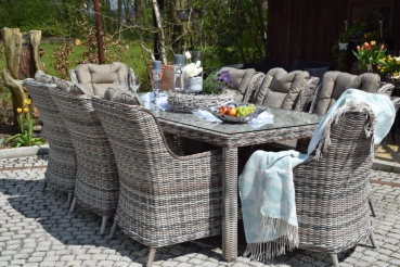 Esstischgruppe.Polyrattan Gartentisch Sitzgruppe WT-4022.C58  230cm Tisch