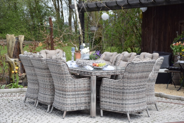 Esstischgruppe.Polyrattan Gartentisch Sitzgruppe WT-4022.C58  230cm Tisch