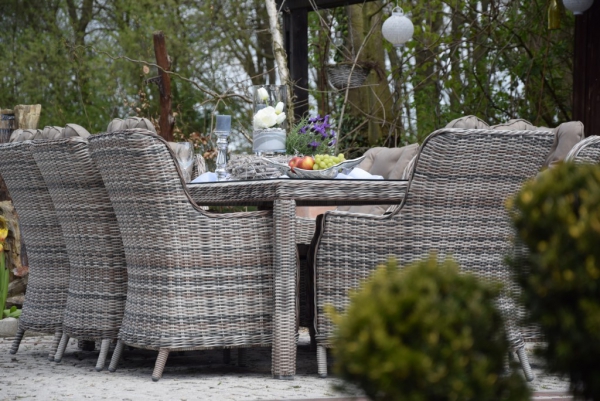 Esstischgruppe.Polyrattan Gartentisch Sitzgruppe WT-4022.C58  230cm Tisch