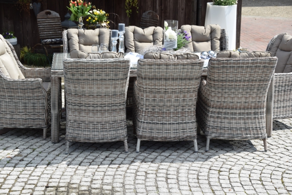 Esstischgruppe.Polyrattan Gartentisch Sitzgruppe WT-4022.C58  230cm Tisch