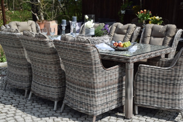 Esstischgruppe.Polyrattan Gartentisch Sitzgruppe WT-4022.C58  230cm Tisch