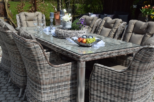 Esstischgruppe.Polyrattan Gartentisch Sitzgruppe WT-4022.C58  230cm Tisch