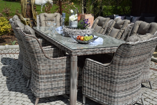 Esstischgruppe.Polyrattan Gartentisch Sitzgruppe WT-4022.C58  230cm Tisch