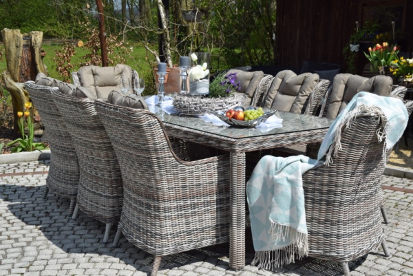 Esstischgruppe.Polyrattan Gartentisch Sitzgruppe WT-4022.C58  230cm Tisch